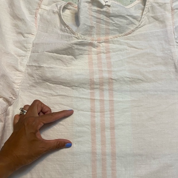 Beachlunchlounge pink white stripe pattern big flowy sleeves shirt. M - Picture 10 of 10
